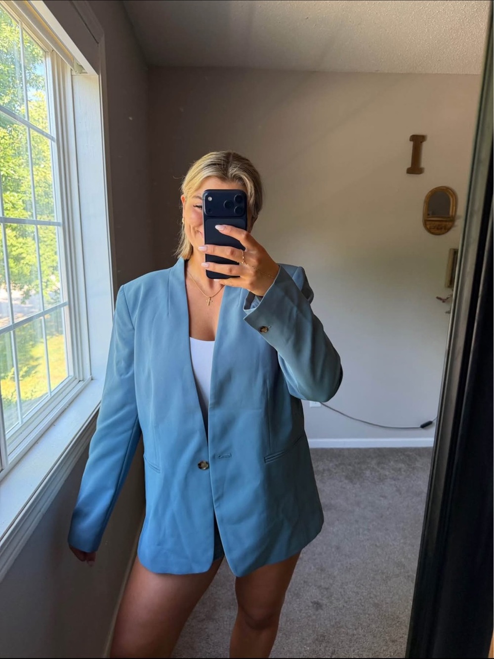 NWT Ann Taylor Women's Light Blue Single-Button Blazer